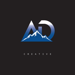 AD Creative Mountain Logo – Bold Gradient Letter mark Branding Design for Business & Outdoor Brands