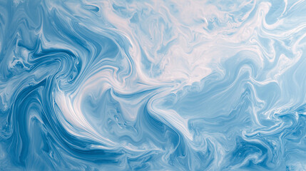 Fototapeta premium 海の波のような青と白の流れが美しいマーブル背景（アート・テクスチャ・背景）
