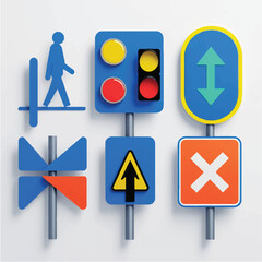 Yellow cautionary road sign with a pedestrian crossing symbol and directional arrow pointing the way for traffic on the street
