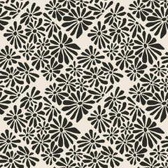 Trendy minimalist seamless botanical pattern with abstract creative hand drawn composition