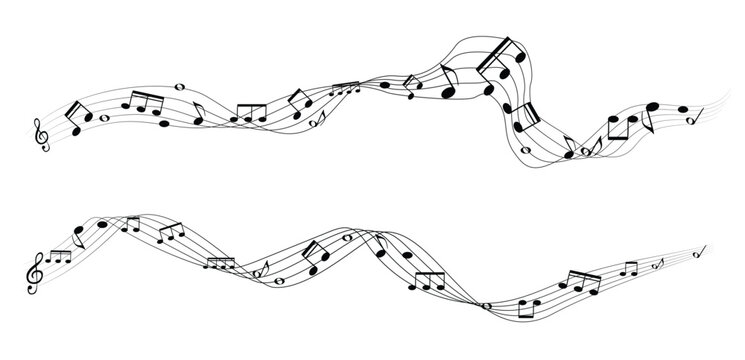 Set of musical notes on five-line clock notation without a feature. Treble clef. Vector Illustration..eps