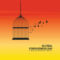 Forgiveness Day logo banner poster freedom peace love care safe concept idea graphic design vector template illustration social media web post flyer card wish theme. A World Without Walls