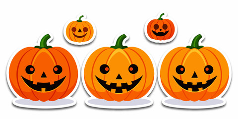 Happy Halloween pumpkin sticker lantern with Halloween Sticker Design