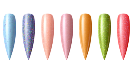 Glossy Glitter Nail Color Set in Rainbow Pastels