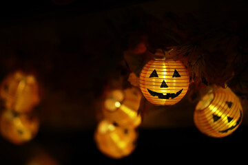 Halloween Jack-O'-Lantern Lights - Festive String Lights for Spooky Seasonal Home Decorations