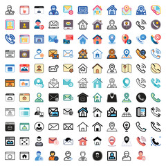 Business Card icons such as- User, Call, Email, Location, Address icon set