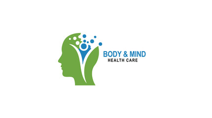 Body and Mind Health Logo Vector - Wellness, Mental Health, Holistic Care, Green and Blue Design for Branding