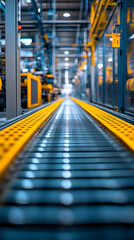 Fototapeta premium Industrial Conveyor Belt in a Factory Setting