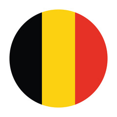 Round Belgium Flag Icon &ndash; Belgium Flag Circular Vector Badge with Standard Colors and National Symbol. Circle Flag Icon of Belgium.
