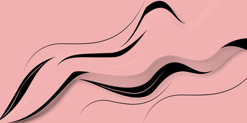 Soft Pink Abstract Curved Wave Background with Minimal Smooth Line Design.