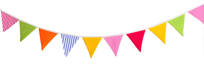 Colorful Bunting Flags Party Decoration Isolated on White