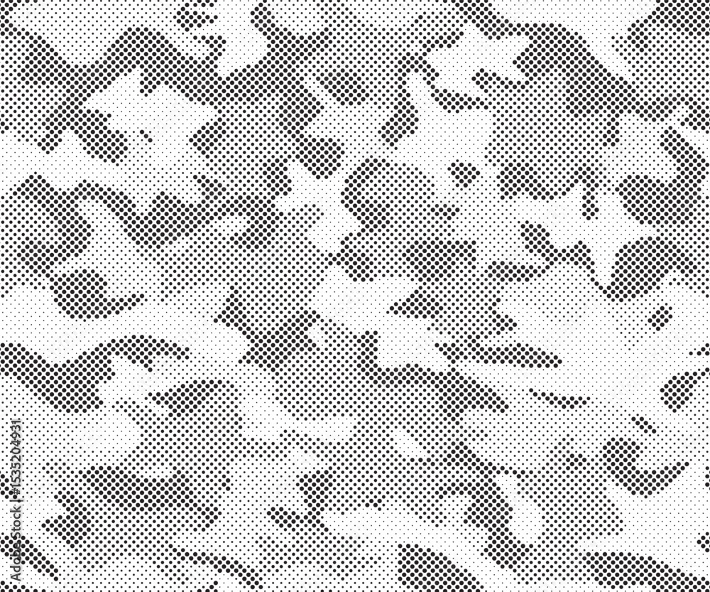 Poster Abstract halftone background. Military camouflage effect dot seamless pattern texture. Dotted background as design element.