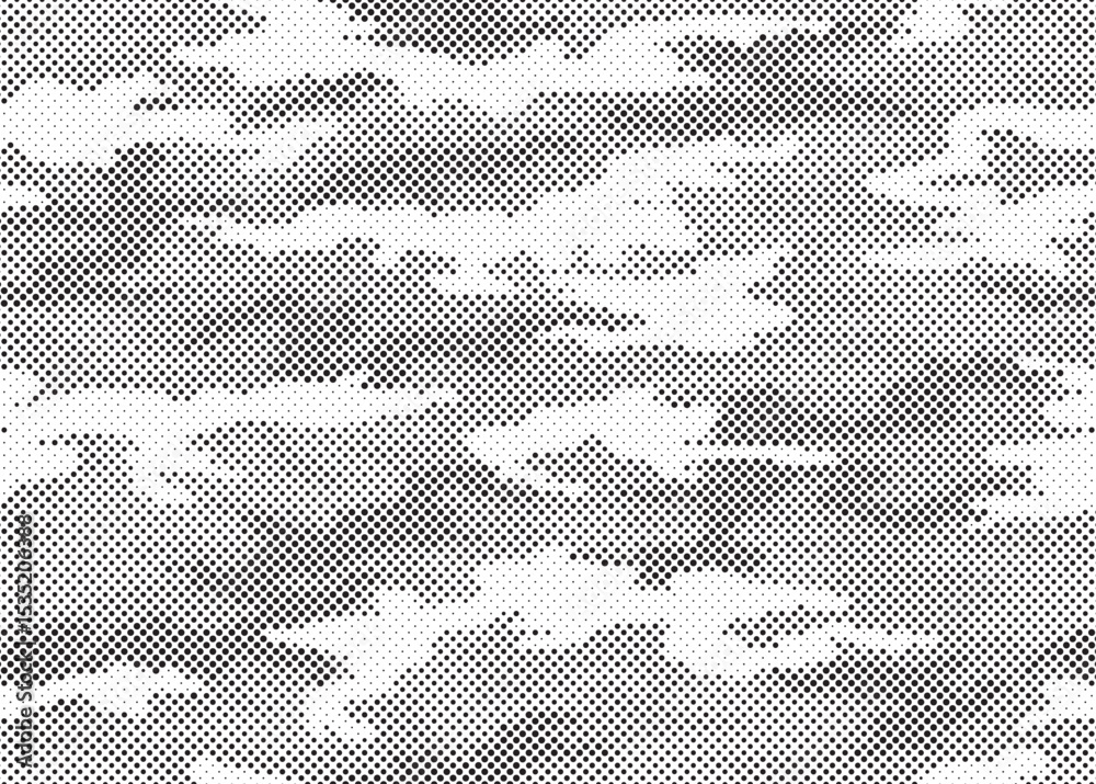 Poster Abstract halftone seamless camouflage pattern. Repeating digital dotted hexagonal camo military texture background. Abstract modern fabric textile ornament. Vector illustration.