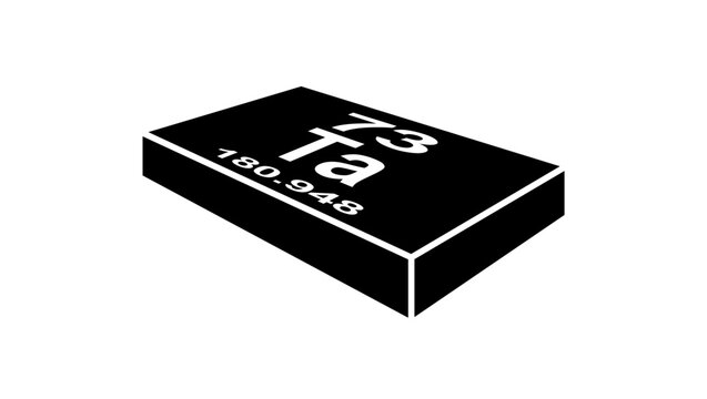 Tantalum chemical symbol, black isolated silhouette