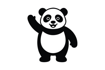 Naklejka premium Cartoon panda waving with shy smile vector art illustration