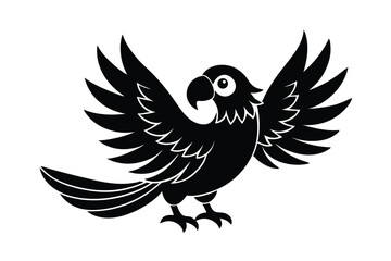 Obraz premium Cartoon parrot with bright feathers vector art illustration