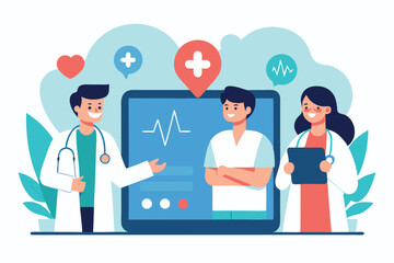 Telemedicine Healthcare Concept, Doctor Video Consultation, Medical Vector