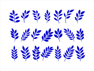 Obraz premium Comprehensive silhouette collection of tropical leaves ideal for graphic design, nature themes, and summer concept visuals with clean black leaf illustrations.