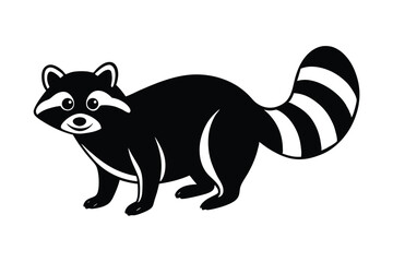 Cartoon raccoon with striped tail vector art illustration