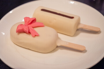 Decorative Ice Cream Bars on White Plate