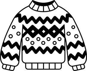 black and white illustration of a sweater