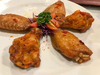 Spicy Grilled Chicken Wings on Plate