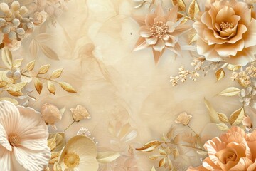 Luxury Floral Gold Save the Date Wedding Invitation Card Template Design Mockup