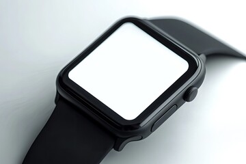 Modern Technology, Object and Media Concept Close Up of Black Smart Watch