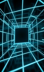 Cyber network generative ai image with glowing lines, dark mode, futuristic background