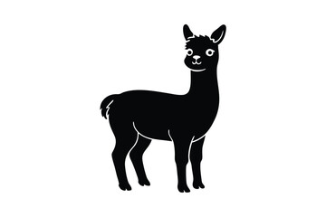 Curious baby llama looking up vector art illustration