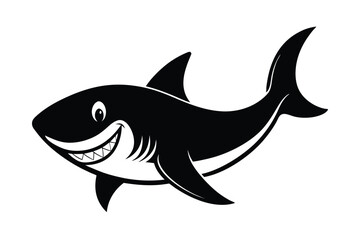 Friendly shark in cartoon sea theme vector art illustration