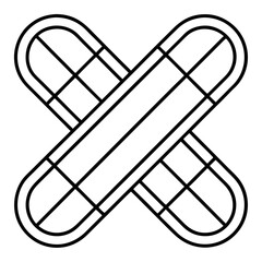 Minimalist Crossed Pills Outline Vector Art