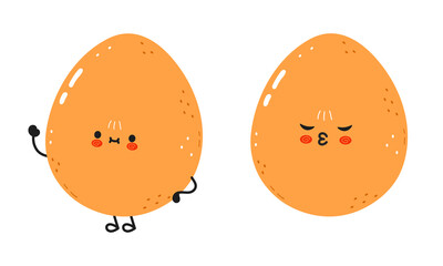 Two charming cartoon Eggs expressing different emotions, perfect for a fun design.