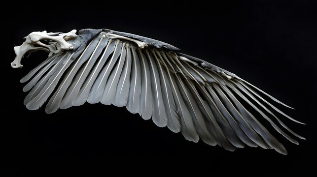 Close-up of a bird's wing structure.