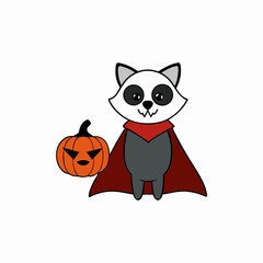 halloween cat with pumpkin