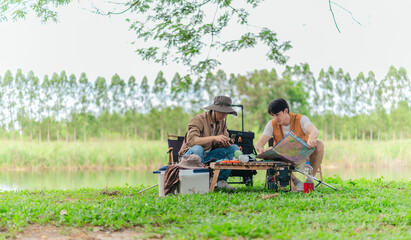 Friends Planning by the Lakeside Camp