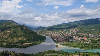 The confluence of the Kura (Mtkvari) and Aragvi rivers near the town of Mtskheta, Georgia © Tatiana Sidorova