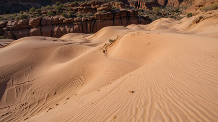 Lithified desert sand dune deposits of the Navajo Sandstone formation, Zion National Park, Utah, USA
