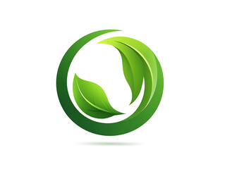 Eco-friendly logo with green leaves design.
