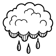 Minimalist Grief Cloud Line Art Vector