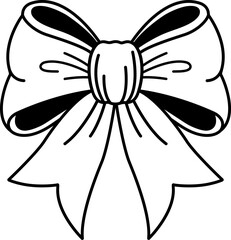black and white single illustration of a bow
