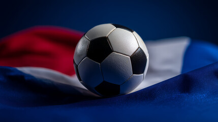 Fototapeta premium Soccer ball on France flag studio background