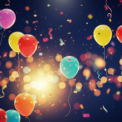 Colorful Celebration with Balloons and Confetti

