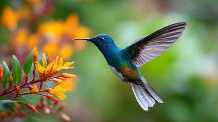 Fototapeta premium Planet Earth with clean air and nature relying on renewable resources. Ecological concept of alternative sustainable energy for an ecologically clean planet. Concept of ecology and environmental