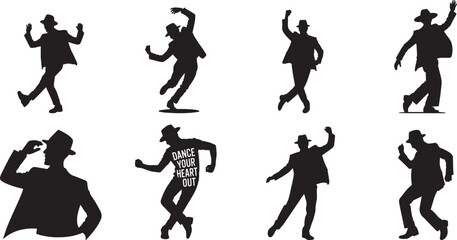 Cool silhouettes of a dancer in motion. eps-10