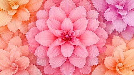 Fototapeta premium Vibrant Blossom Patterns in Shades of Pink and Orange, Ideal for Backgrounds and Floral Themes