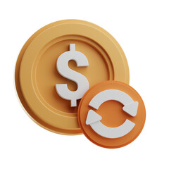 Obraz premium Financial Coin and Refresh Icon