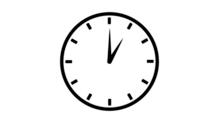 Round clock with rotating animated arrows. Analog clock spinning animation