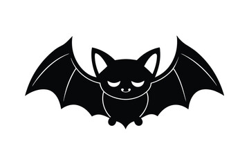 Sleepy cartoon bat with tiny fangs vector art illustration