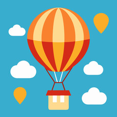 Obraz premium Colorful Balloons Floating Under Retro Sun Stripes